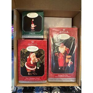 Hallmark Keepsake Membership Kit Ornament Set 3 Santas 1998 Collectors Club
